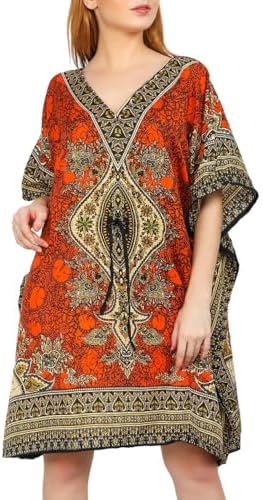 Short Kaftan Beach Cover ups Dresses for Women Ladies Dashiki African Caftan Loungewear Free Size