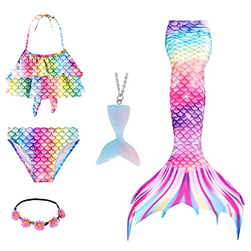 Frazadas Y Cobertores, Apparel Nasjac Trajes de Baño para Niñas de Bikini, 5 Piezas Conjunto de Bikini de Cola de Sirena, Bañador de Princesa, Traje de Baño Tankini para Vacaciones Playa...