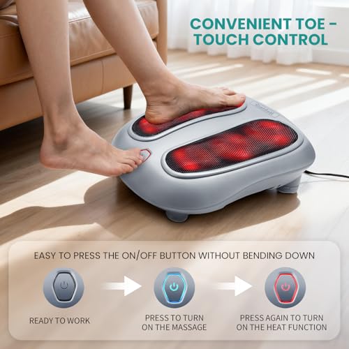 Image of Nekteck Shiatsu Foot Massager with Heat for Plantar Fasciitis | HSA Eligible FSA Heated Electric Kneading Foot Massager Machine, Heat Function and Power Cord, Idea Gifts for Him Her Man