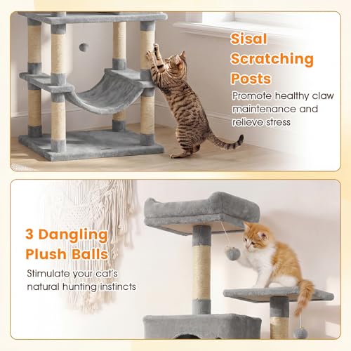 Árbol para gatos moderno de 80 pulgadas gris miniatura 6