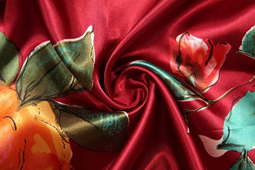Image of goodmansam Women's Long Floral Satin Kimono Robes Bridal Dressing Gown Wedding Bridesmaid Nightgown