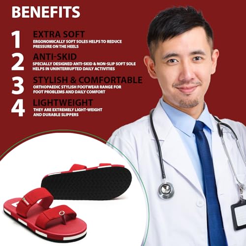 Image of DOCTOR HEALTH SUPER SOFT Men's Casual Slippers with Soft Cushioned Sole, Double Strap with Toe Loop Design, Lightweight Anti-Slip Everyday Wear Slippers for Home and Outdoor Use