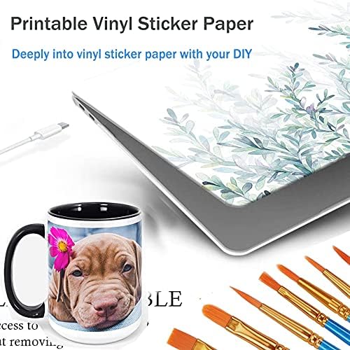 Miniatura 4 de Papel adhesivo de vinilo imprimible para impresora de inyección de tinta y Cricut Maker de 8.5 x 11 pulgadas, hoja autoadhesiva impermeable en