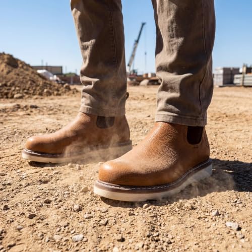 Image of SUREWAY Men's 6-Inch Slip-On Chelsea Work Boots, Soft Toe Leather Boots