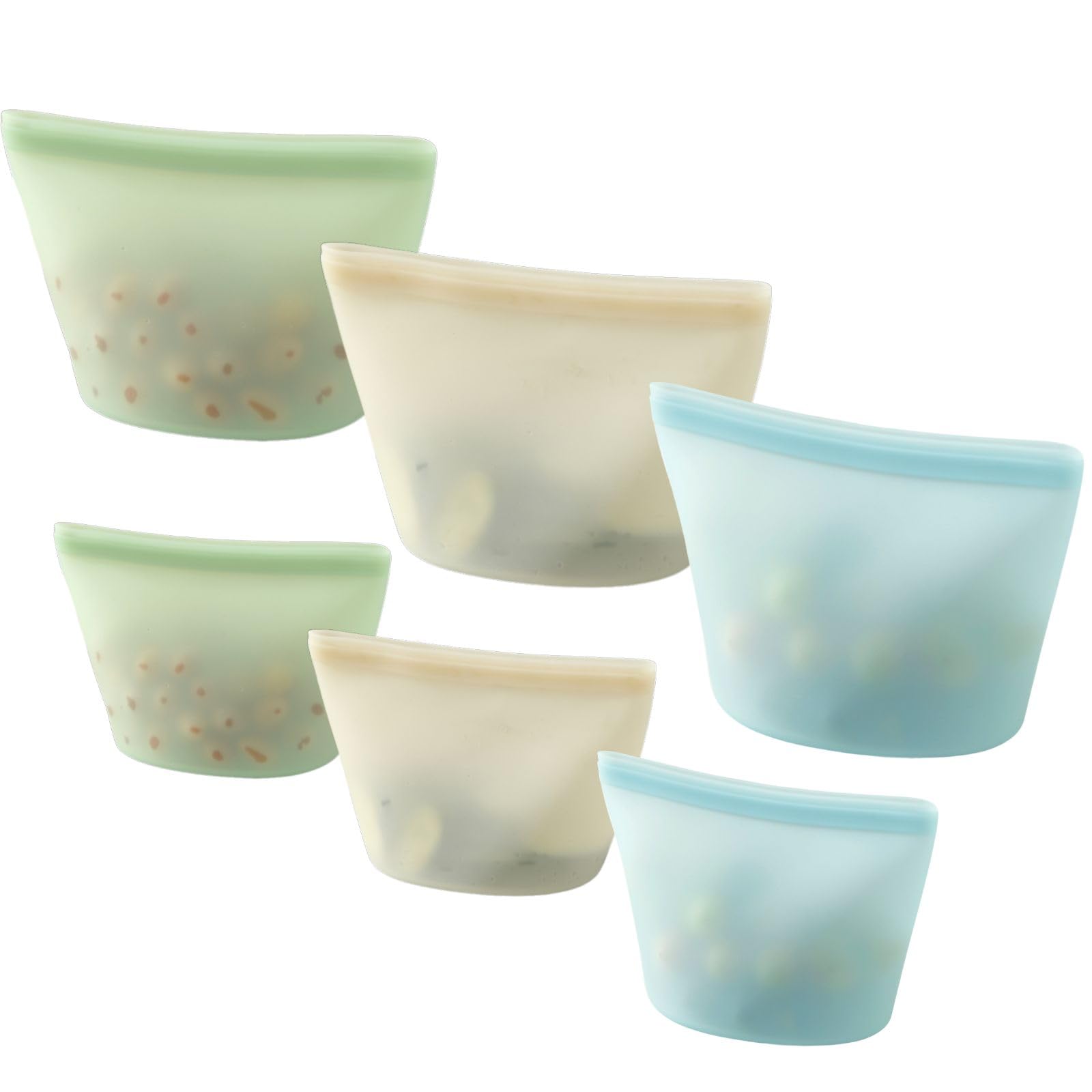 Emptycolor 6 Pack Reusable Silicone Food Storage Bags