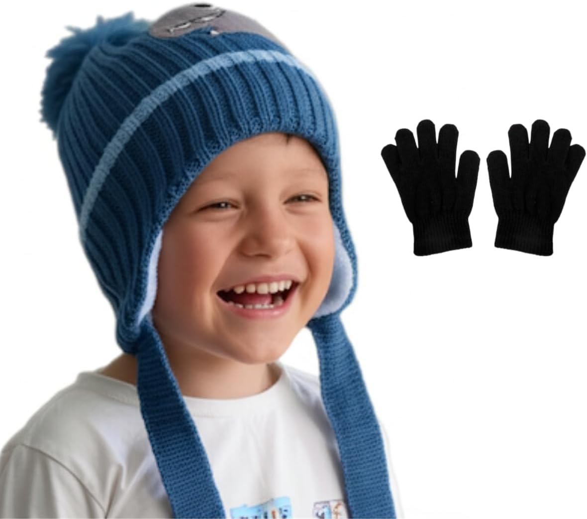 Kit Touca Infantil Inverno Gorro Forrado Quentinho + luva Preta