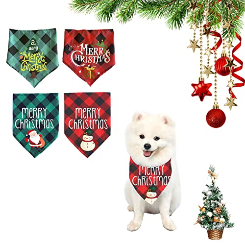 Bandana-Chien-Bandana-Noel-Chien-4-Pieces-Bandana-de-Chien-Triangle-de-Noel-Bandanas-de-Chien-de-Noel-Bandana-Chien-Echarpe-Bandana-pour-Chien-Bandana-pour-Chien-de-Noel-Foulard-pour-Chien Bandanas de Noël pour chien – Lot de 2 écharpes rouges et vertes – Image 8