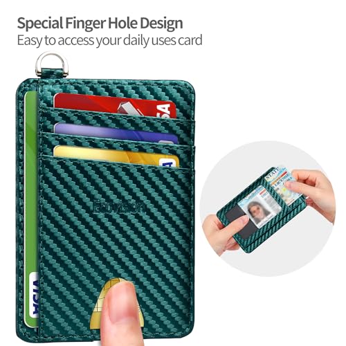 Image of Slim Minimalist Front Pocket Wallet, RFID Blocking Credit Card Holder Wallet with Detachable D-Shackle for Men Women