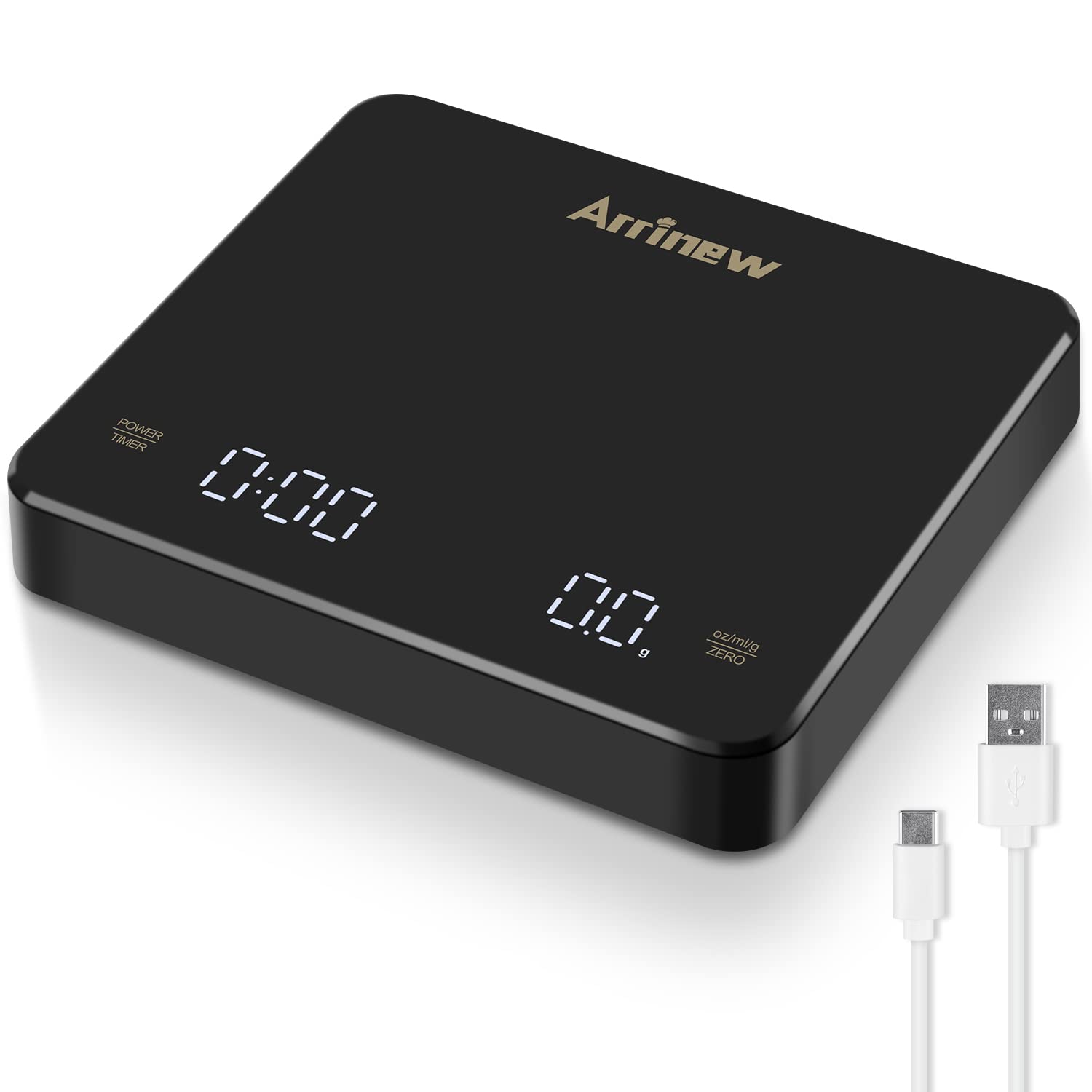 Arrinew Mini Coffee Scale With Timer Rechargeable Espresso Scale 3kg 0 