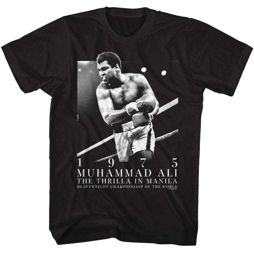 American ClassicsMuhammad Ali '75 Thrilla in Manila Adult Black Short Sleeve T Shirt