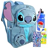 Conjunto de mochila Stitch para meninas – Pacote com mochila Lilo and Stitch com bolsos frontais e garrafa de água, adesivos, mais | Material escolar para crianças