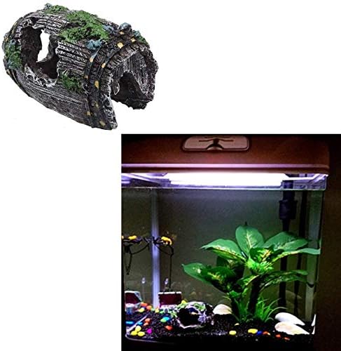 NA 2 Pieces Fish Tank Broken Barrel Cave Decor Aquarium Fish Tank Resin Broken Barrel Ornament Cave Landscaping Decoration for Fish Shrimp Hiding Aquarium