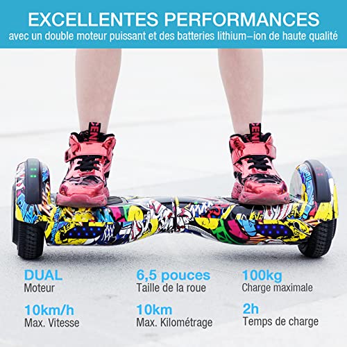Hoverboards-65-Pouces-Gyropode-pour-Enfants-Bluetooth-et-LED-Hoverboard-Auto-equilibre-Scooter-electrique-Auto-equilibrage-pour-Adult-Hover-Balance-Board Hoverboards 6,5 Pouces Gyropode pour Enfants Bluetooth et LED Hoverboard Auto-équilibré Scooter électrique Auto-équilibrage pour Adult Hover Balance Board