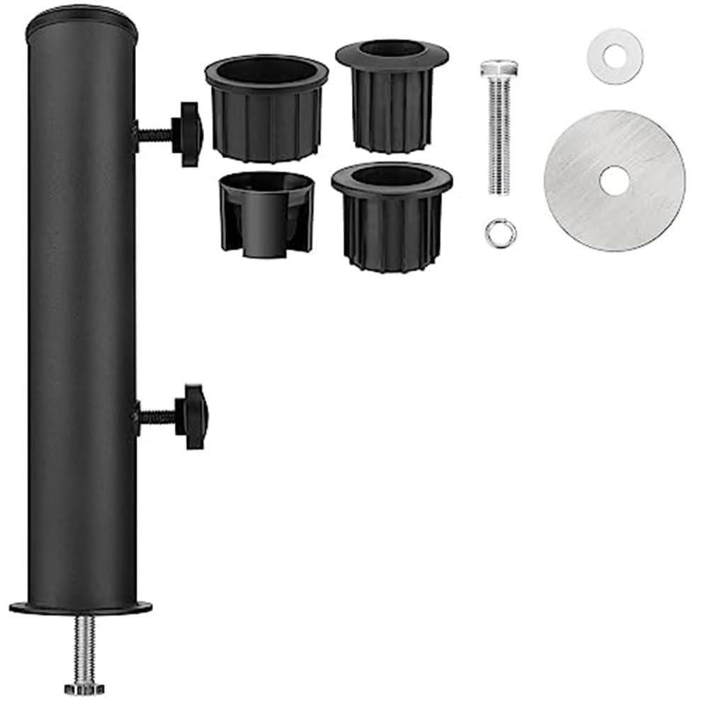 BildeeMait Industrial Grade Iron Umbrella Holder Tube, Adjustable 1 14 to 1 910 Inch Poles, Rust Resistant Windproof Stand Granite Wood, Black