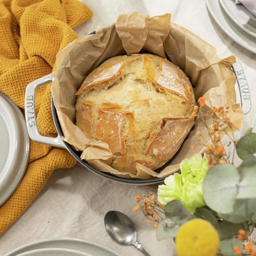 Image of Staub Cast Iron 4-qt Round Cocotte - White Truffle, Made in France