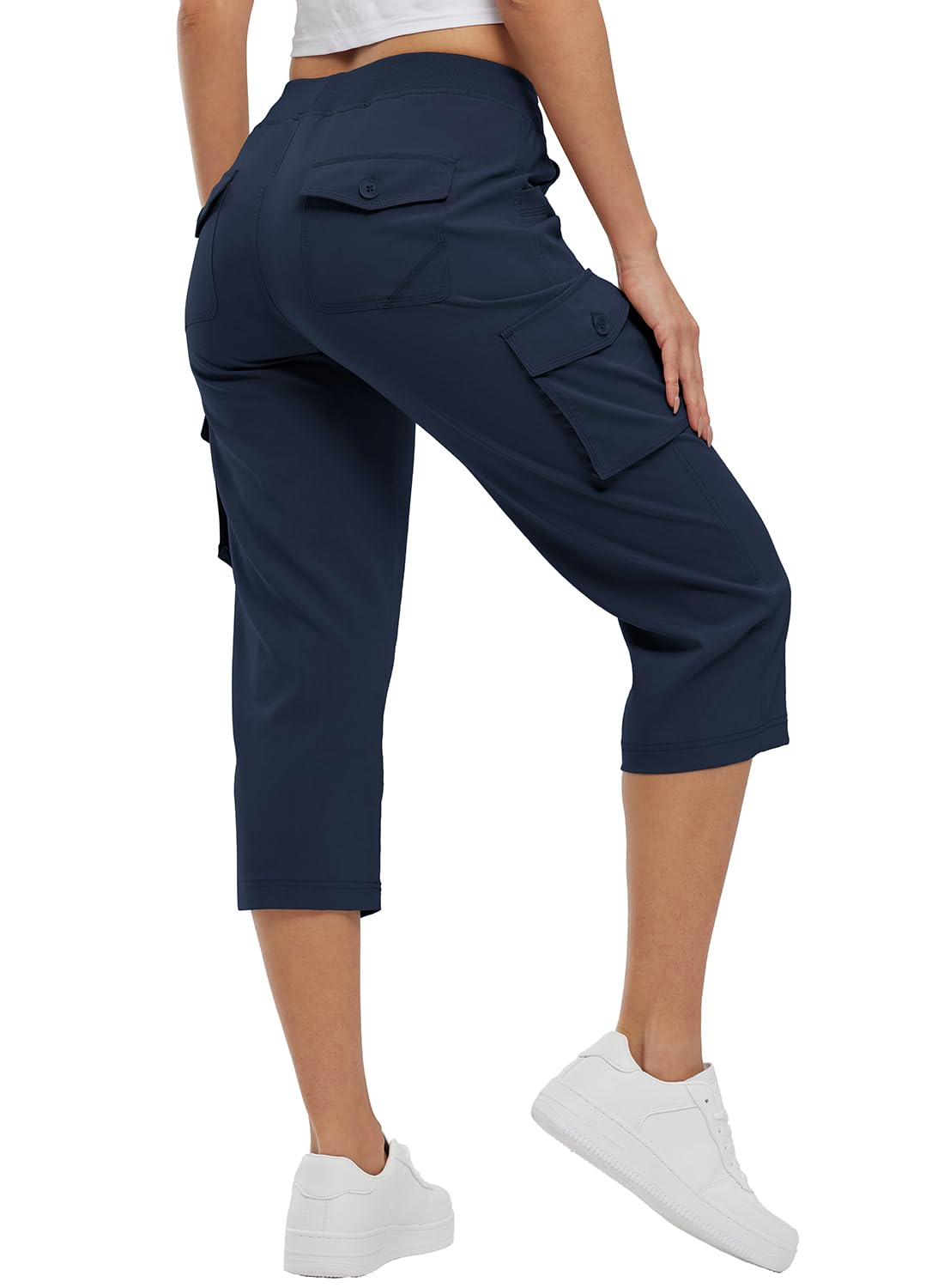 BGOWATU Women's Capris Lightweight Cargo Hiking Pants with 6 Pockets Quick Dry Outdoor Casual Loose Pants