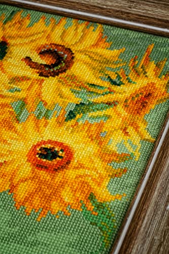 Image of RIOLIS - Sunflowers After V. Van Gogh 2032, Floral Cross Stitch Kits 11 inchx15, Cross Stitch Kits for Beginners & Advanced, Crossstitching Kits Adult, Counted Stitching Kits, Flowers Embroidery Kit