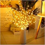 DK177 4 Pack Led Branch Light Battery Operated Lighted Branch Vase Filler Willow Tree Artificial Little Twig Power Brown 30 Inch 20 LED for Home Romantic Decoration, Warm White