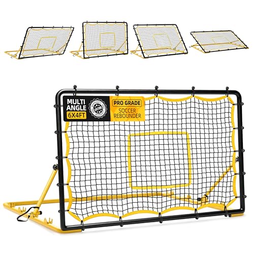 JOLORLY 4-Angle Soccer Rebounder Net Portable Goal Rebound for Control Passing First Touch & Shooting Training Heavy Duty Kick Back Trainer for Backyard Solo Practice (6x4 ft)