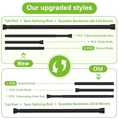 Image of Shower Curtain Rod 30-64 inch 2Pack Shower Adjustable Curtain Rod No Drilling Expandable Spring Pressure Rod Spring Curtain Rods for Bathroom Windows