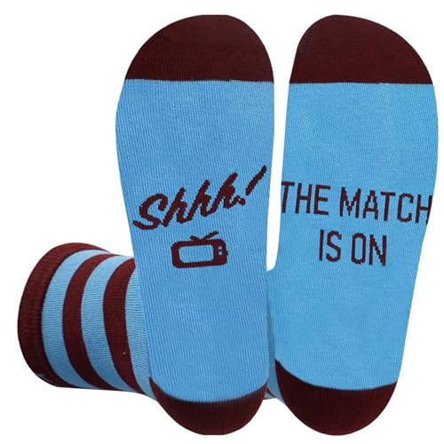 Dekzked Novelty Christmas Stocking Gifts for Football Lovers, Shhh! The Match Is On Socks 6-11,Funny Football Fans Gift for Men Women Adults Teenager Dad Husband Son Boyfriend