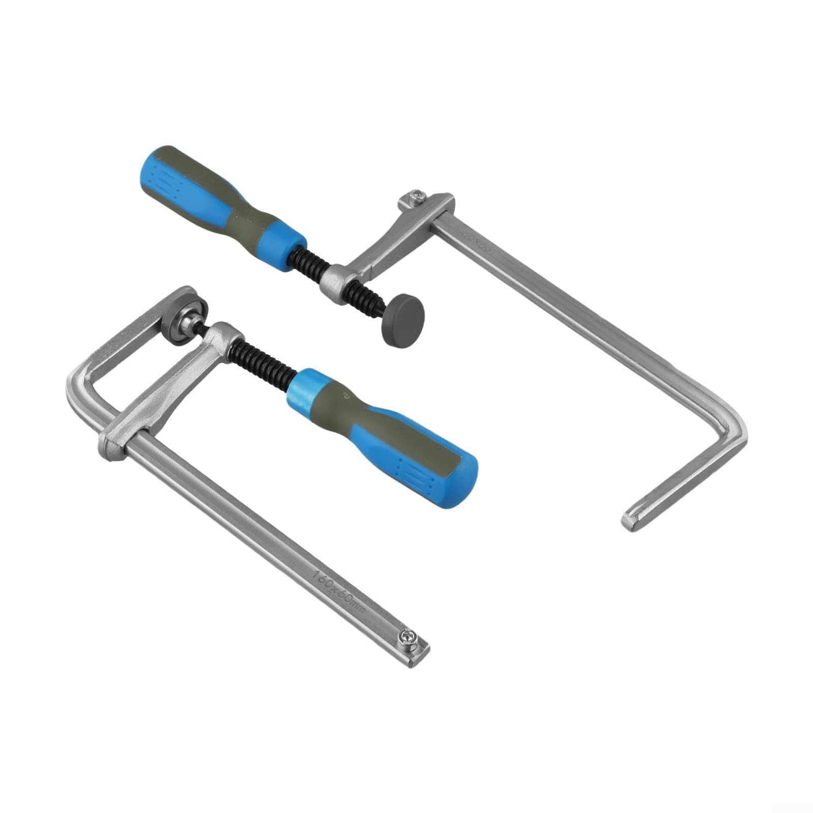 Lot de 2 colliers de serrage à queue d'aronde de 160 x 60 mm avec poignée en plastique à prise en main souple en acier chromé à dégagement rapide pour rail de guidage de scie à rail et table