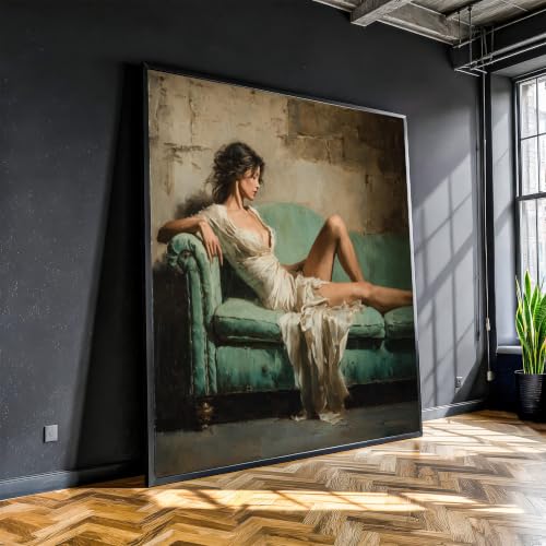 Cuadro de mujer recostada para decorar paredes vacías con arte clásico