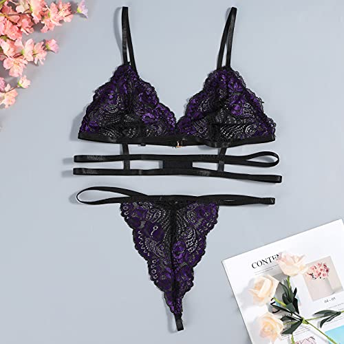 Briskorry Sexy lingerie set dames bloemenborduurwerk lingerie backless lingerie kant beha en string uithollen sexy… - Afbeelding 6