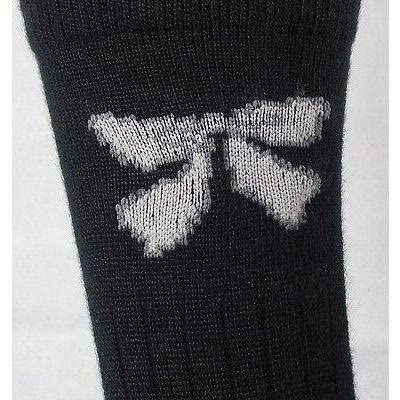Sierra Socks Women's Winter Bow pattern Hi-Bulk Acrylic Warm Crew Soft Socks Made in USA (Black)