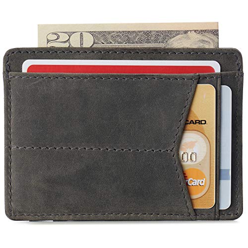 Alpine Swiss RFID Minimalist Oliver Front Pocket Wallet For Men Leather Hampton Collection Nubuck Gray2