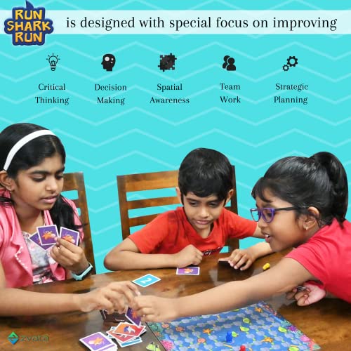 Image of Run Shark Run - Fun Board Game for Kids Age 4+ Years | Indoor Cooperative Board Games for Children | Multiple Levels | Multicolour