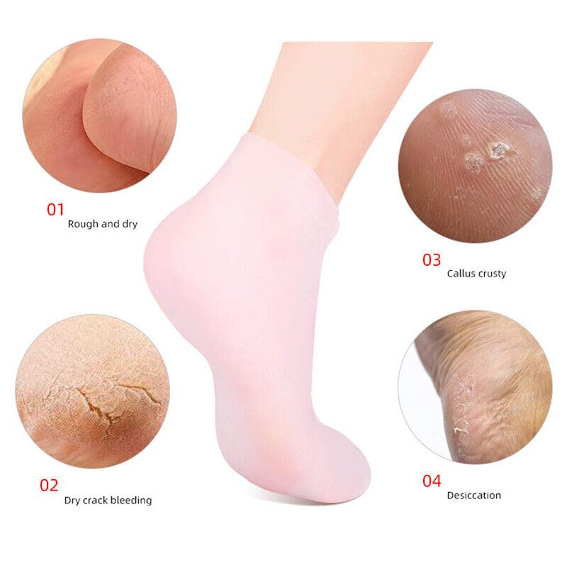 KANISYA Silicone Moisturizing Gel Socks Set for dry Skin, socks women Men & girls winter cracked heel pain Dry Cracked Foot Waterproof Spa Useful Repairing Crack Heel Softening Rough And Sock Pedicure 3
