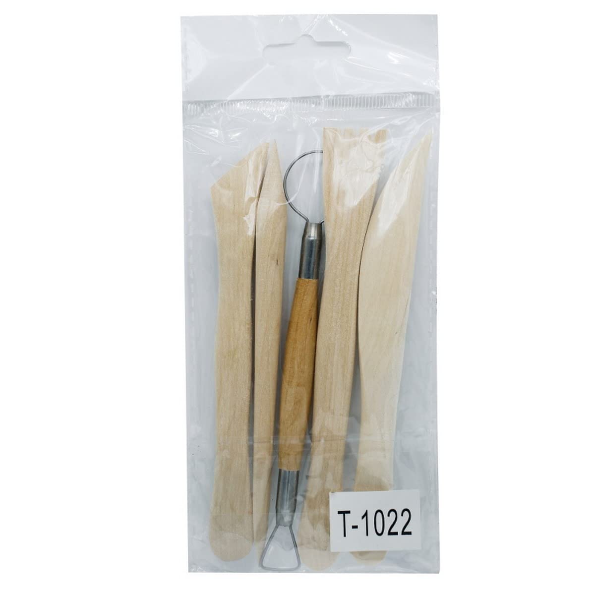 Aadya Crafts Wooden Clay Sculpting Tools Set, Wood and Metal, 5 Pcs, for Modelling, Cutting, Scraping and Smoothing, T-1022 2