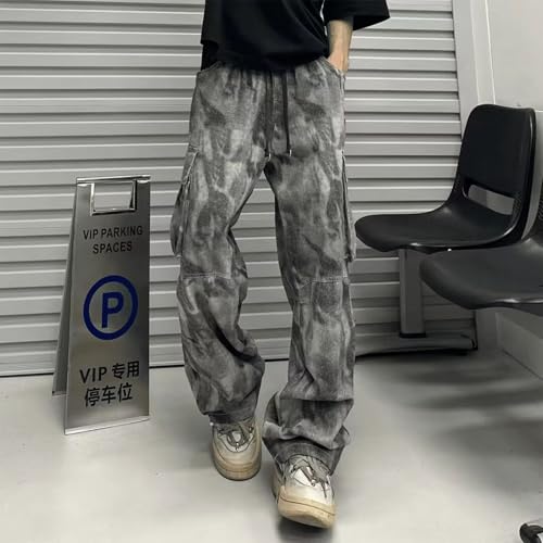 Baggy Jeans Men Camo Tie Dye Y2k Jeans Men Vintage Parachute Streetwear for Skater Denim Pants with Elastic Waistband3