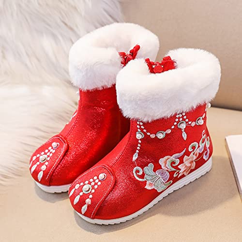 Baby Girls Embroidered Warm Cotton Boots Princess Cotton Boots National Boots Little Girls Boots Winter Snow Boots2