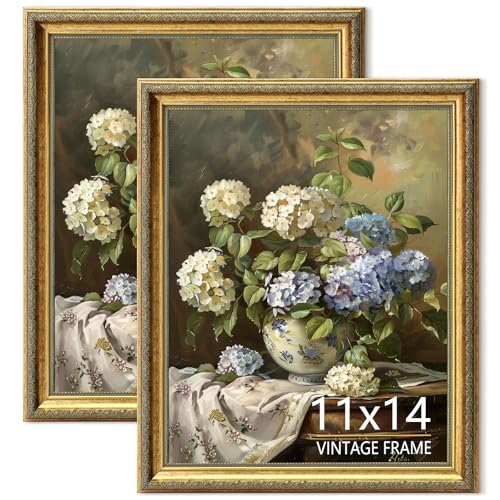 ASTRDECOR Bilderrahmen, 28 x 35 cm, Vintage-Bilderrahmen für Tischplatte oder Wanddekoration, passend für 28 x 35 cm große Bilder, kunstvolle Goldfarbe, perfekt für Home Office, Galeriewand, 2 Stück
