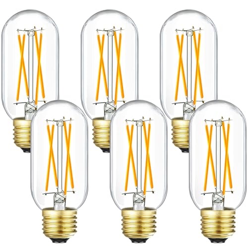 Leools E26 LED Bulb 6W Equivalent e26 led Bulb 60 Watt Soft White 3000K Dimmable E26 Edison Bulb AC120V 600lm Tubular T14 LED Bulb for Pendant, Sputnik,Vanity,Chandeliers Pack of 6
