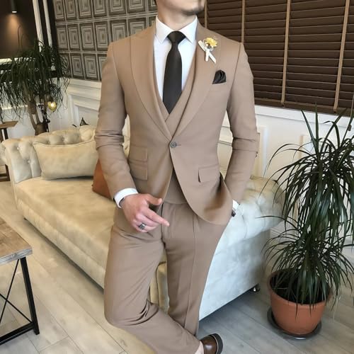Wangyue Mens Suit 3 Piece Slim Fit Suit for Men Double Breasted Suit Men Wedding Groom Party Prom Suit2