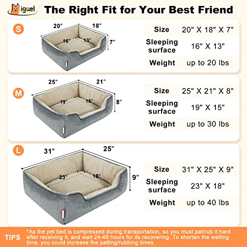Miguel Cat Bed For Indoor Cat Washable Cover - Square Pet Bed For Small Dog With Removable Cover Bolster Soft Cuddle Puppy Kitten Bed With Supportive Side Wall Slip-Resistant Bottom, Gray 20 Inch #TOP1