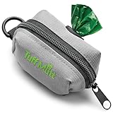 Tuff Mutt Dog Poop Bag Holder with Velcro Attachment - Durable Fabric Poop Bag Dispenser for Leashes - Includes Starter Roll for Easy Cleanup