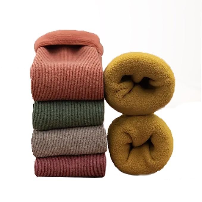 Winter Thumb Toe Socks Adult Warm Line Ribbed Snow Womens Stretch Knit Super Thick Wool Fur Socks Plush Thermal Men Women Fashion Solid Color Snow Socks-image-43