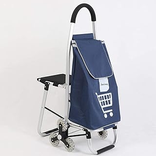 ZYCH Chariot Chariot de Course Chariot a Provisions Pliable 3 Roues Stair Climbing Panier avec Repliements, Max Capacité 38L, avec Tabouret Pliant Achats (Color : 4)