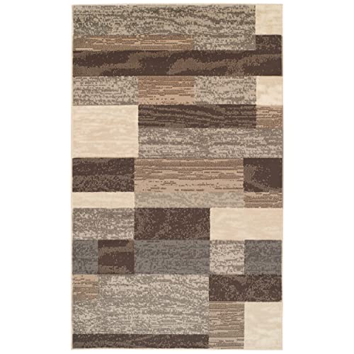 Superior Indoor Large Area Rug With Jute Backing For Bedroom, Dorm, Living Room, Entryway, Perfect For Hardwood Floors - Rockwood Modern Geometric Design, 6' X 9', Slate #TOP1