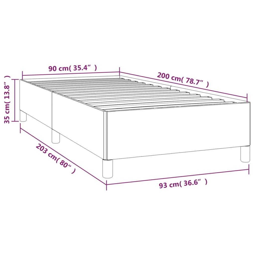 vidaXL Estructura de Cama Individual Somier Tapizado Dormitorio Habitación Muebles Mobiliario Cuarto Descanso de Terciopelo Gris Oscuro 90x200 cm