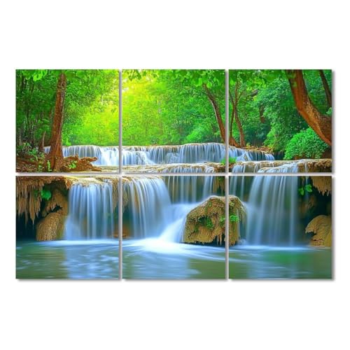 6 Paneles Acústicos Artísticos Pack de 6 Absorbentes de Sonido con Diseño Paisaje de Cascada y Naturaleza 72"x48" miniatura 1