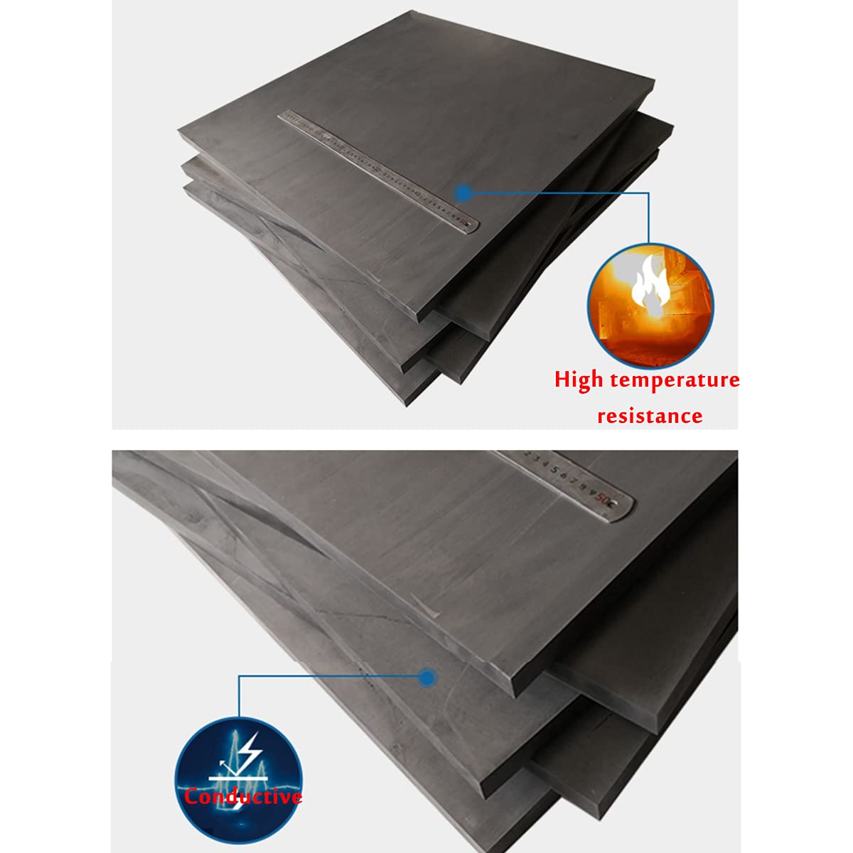 Plaque Graphite Haute Densité 200x200 Mm Épaisseur 1-30 Mm - Conductivité Thermique Électrique Pièces Chauffage Fusion Or Argent