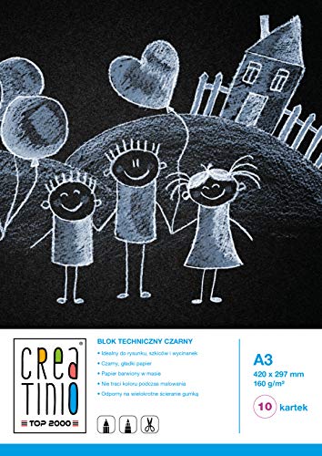 Cartons de dessin format A3 épais 160g CREATINIO noir idéal pour pastels et feutres
