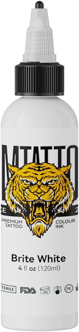 Tattoo Ink Brite White 4 OZ 120ml Lining, Tattoo Pigment Concentrated Color Evenly Vibrant and Bright