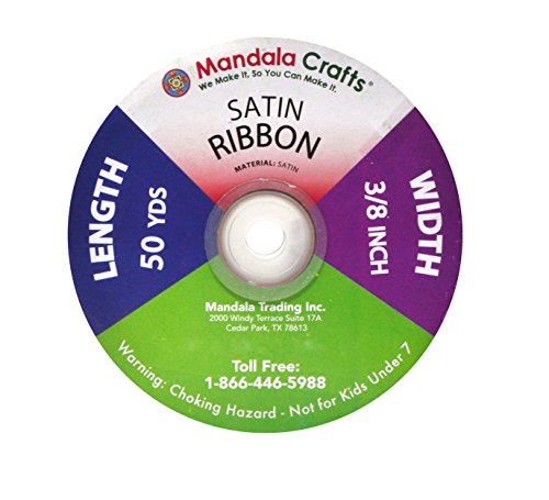 Mandala Crafts White Satin Ribbon 3/8 Inch Wide For Crafts - White Ribbon Satin For Hair - Solid Color Double Faced Satin Ribbon 100 Yards Roll For Wedding Gift Bows #TOP3