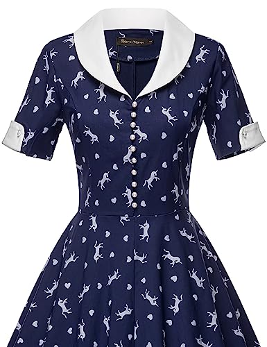 Image of GownTown Womens 1950s Cape Collar Vintage Swing Stretchy Dresses